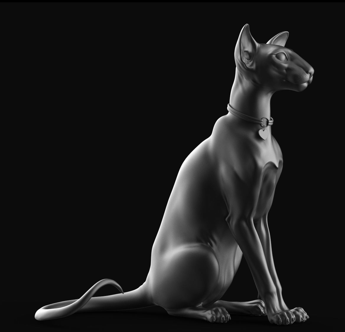 Oriental Cat - 3D Sculpting - High Poly  3D print model_8