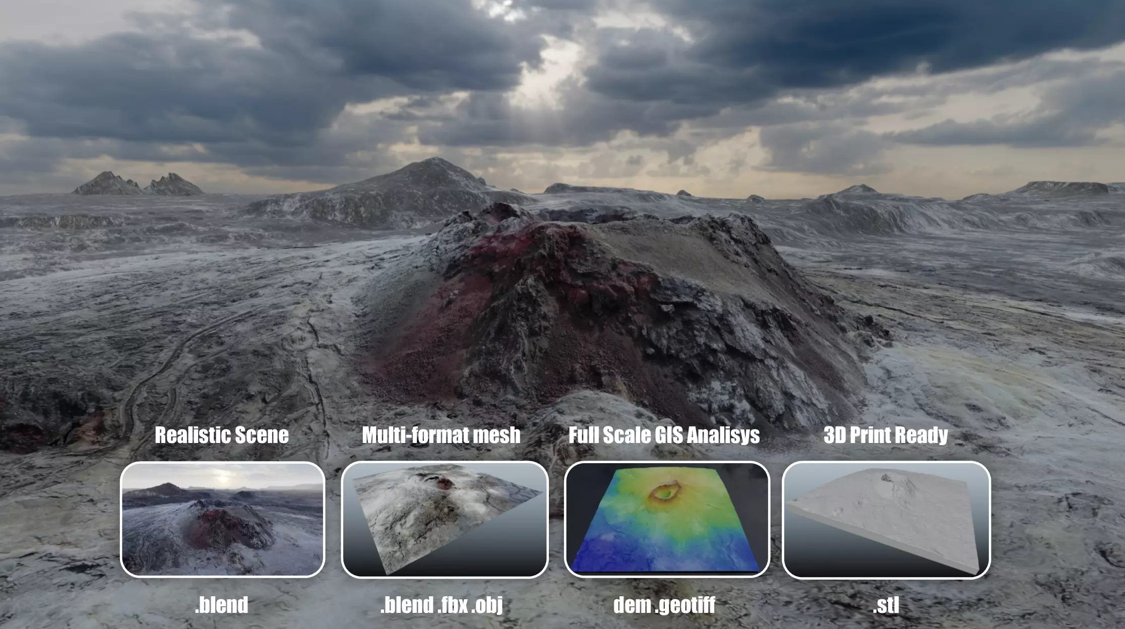 Fagradalsfjall Iceland Volcano Multipurpose Terrain Model 3D model_0