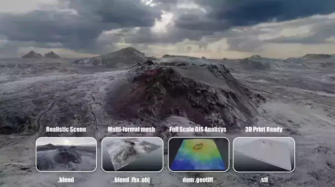 Fagradalsfjall Iceland Volcano Multipurpose Terrain Model 3D model