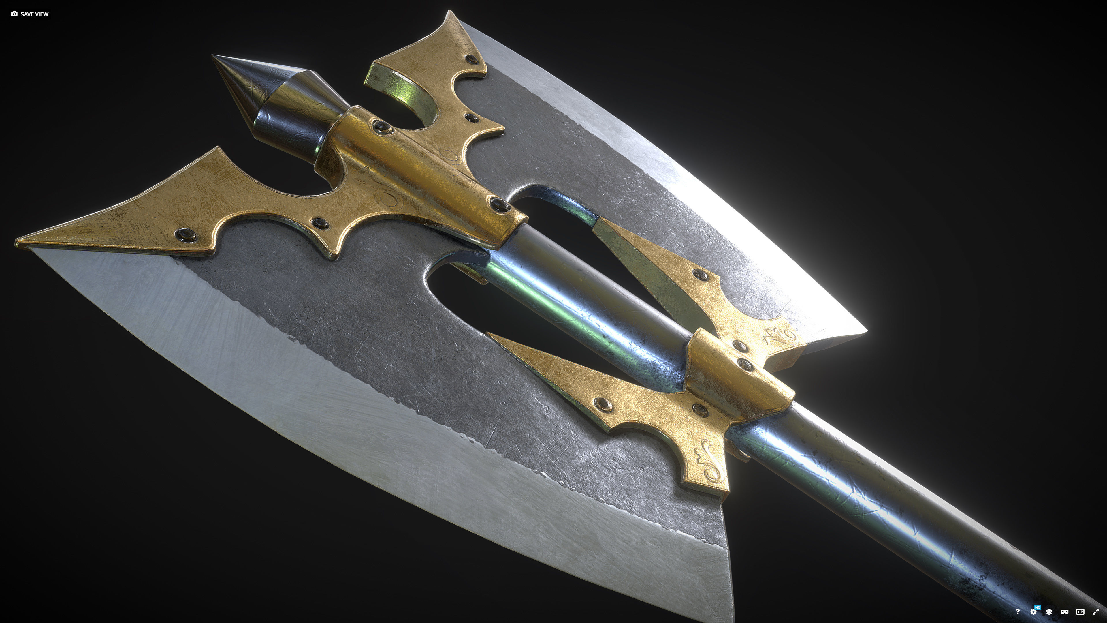 Fantasy Great Axe 01 Low-poly 3D model_4