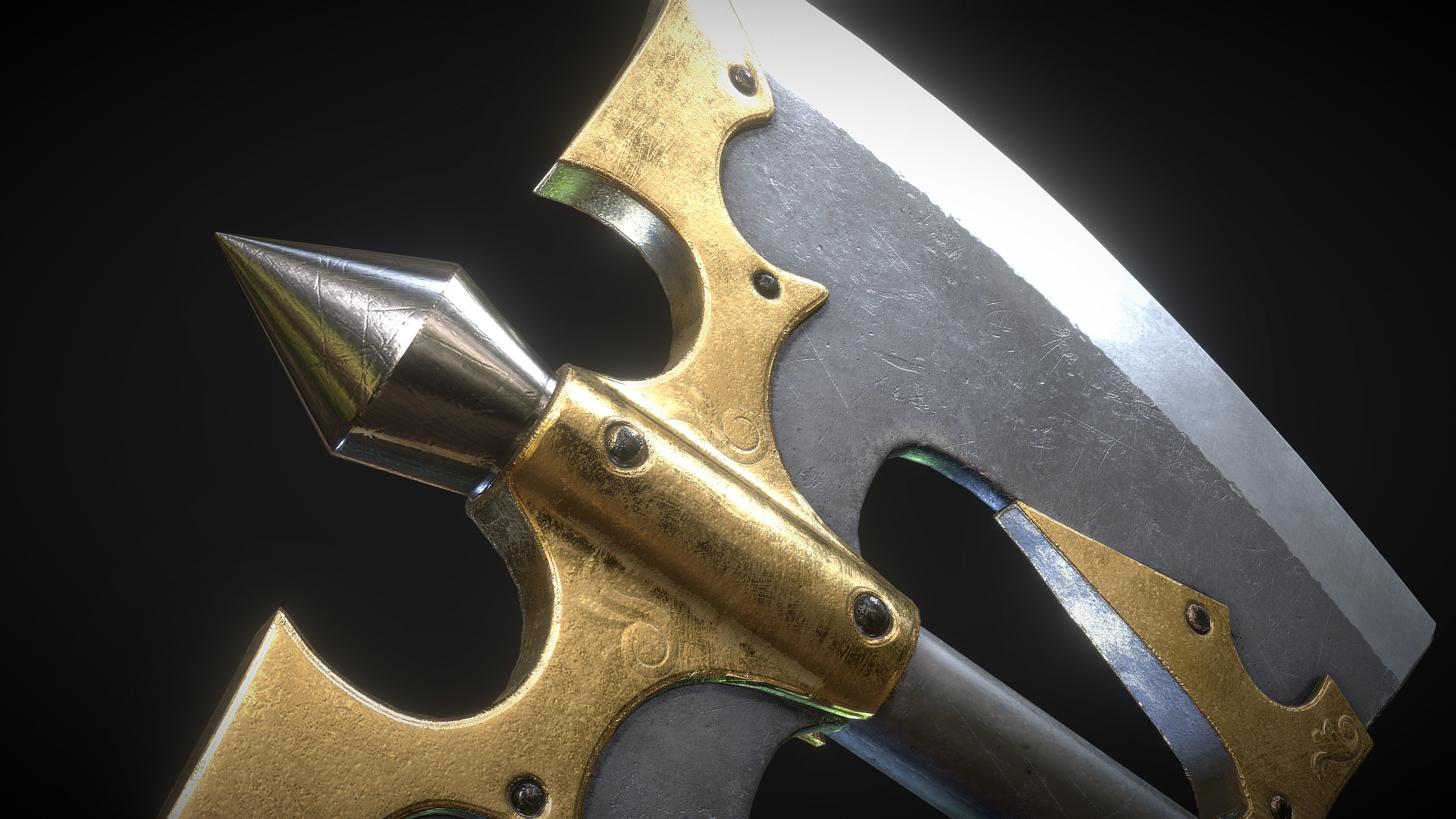 Fantasy Great Axe 01 Low-poly 3D model_2