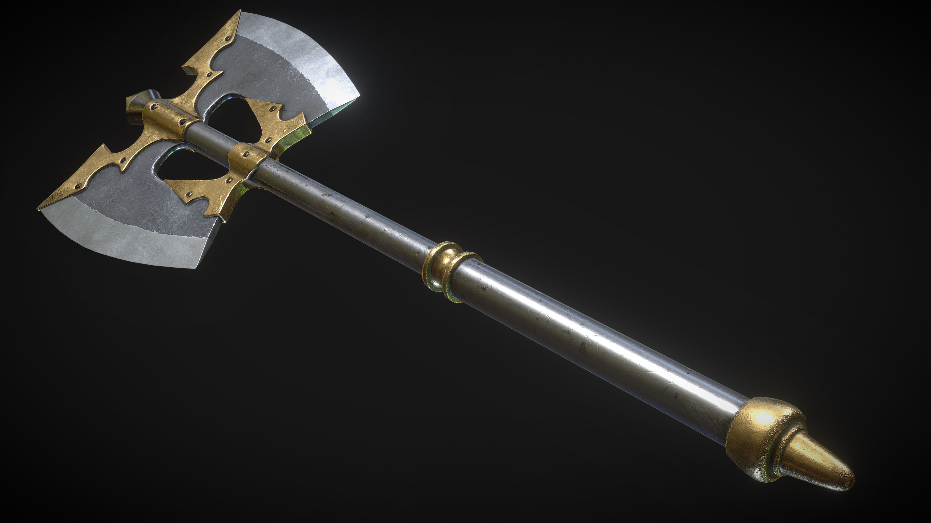 Fantasy Great Axe 01 Low-poly 3D model_3