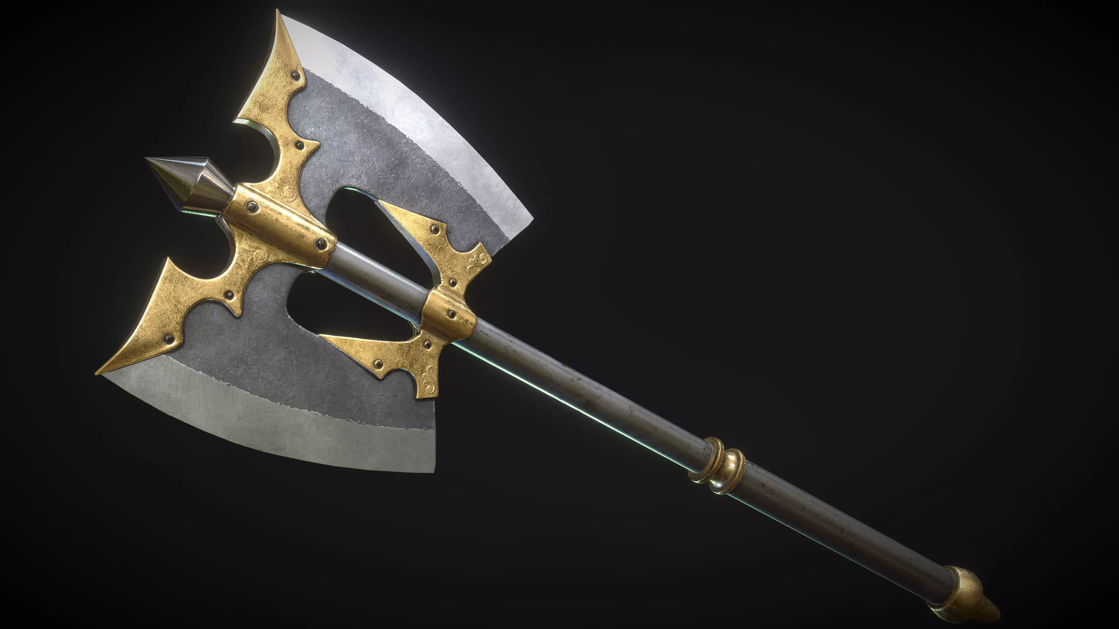 Fantasy Great Axe 01 Low-poly 3D model_0