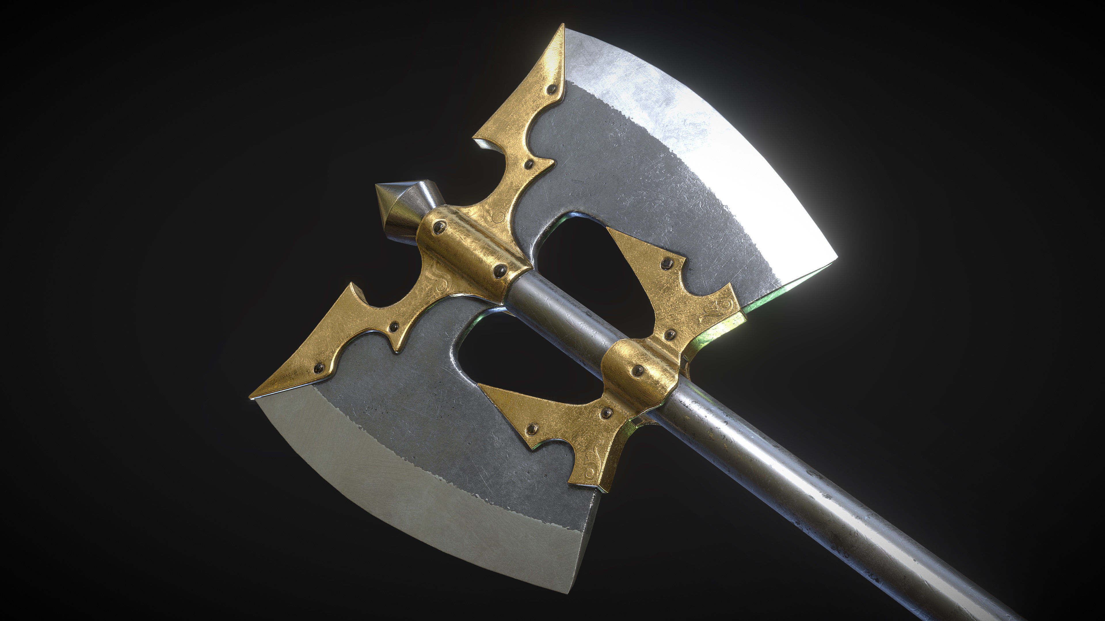 Fantasy Great Axe 01 Low-poly 3D model_1