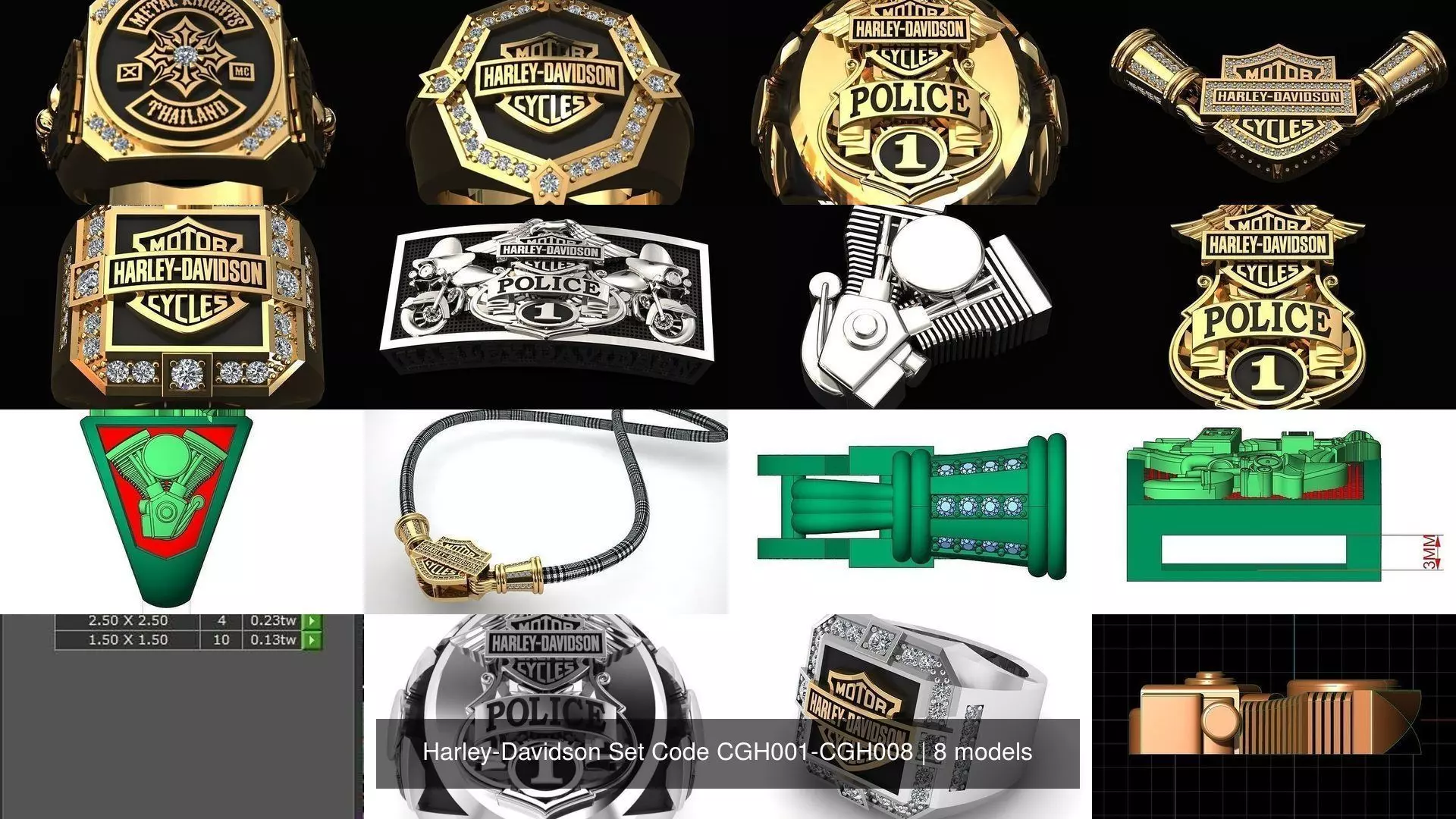 Harley-Davidson Set Code CGH001-CGH008 3D Model Collection_0