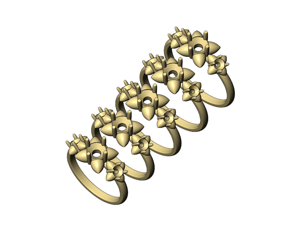 Spiked settings diamond ring US sizes 6to10 3D print model_4