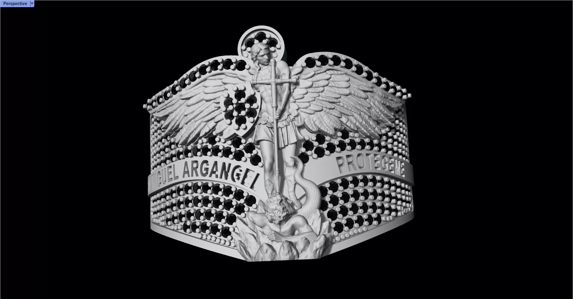 Archangel Saint Michael Ring 3D print model