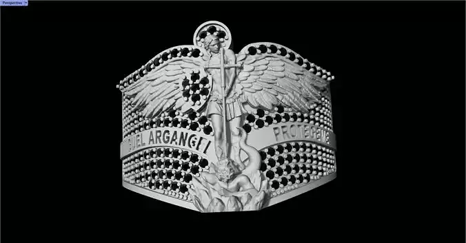 Archangel Saint Michael Ring 3D print model