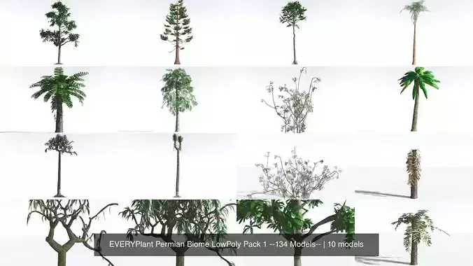 EVERYPlant Permian Biome LowPoly Pack 1 --134 Models-- 3D Model Collection