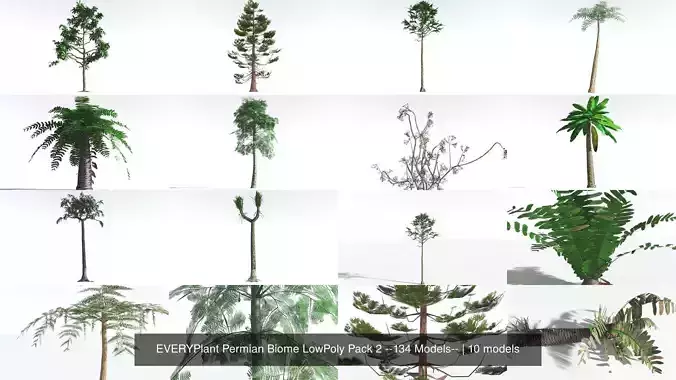 EVERYPlant Permian Biome LowPoly Pack 2 --134 Models-- 3D Model Collection