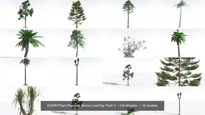 EVERYPlant Permian Biome LowPoly Pack 3 --134 Models-- 3D Model Collection