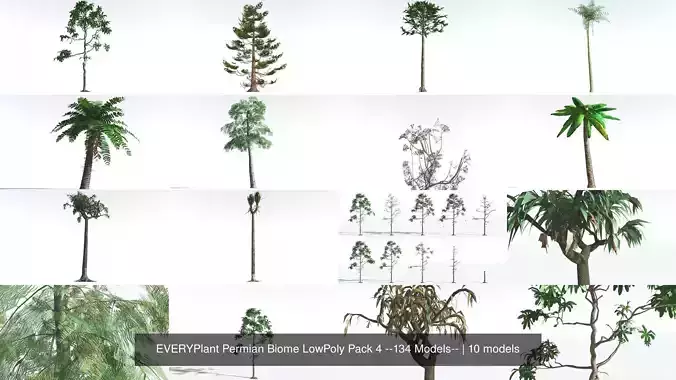 EVERYPlant Permian Biome LowPoly Pack 4 --134 Models-- 3D Model Collection