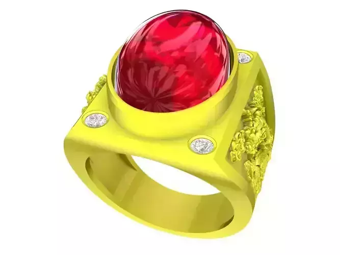 A6594 Oval Ruby Dragon Men Ring