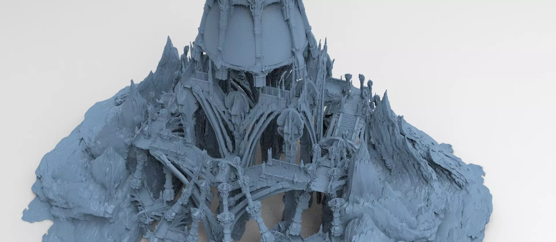 Ancient Crete Mountain Fortress structure 3D model_0