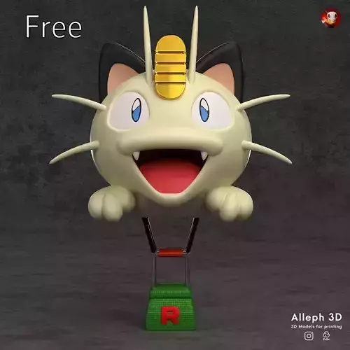  free Pokemon meowth team rocket balloon splited in parts