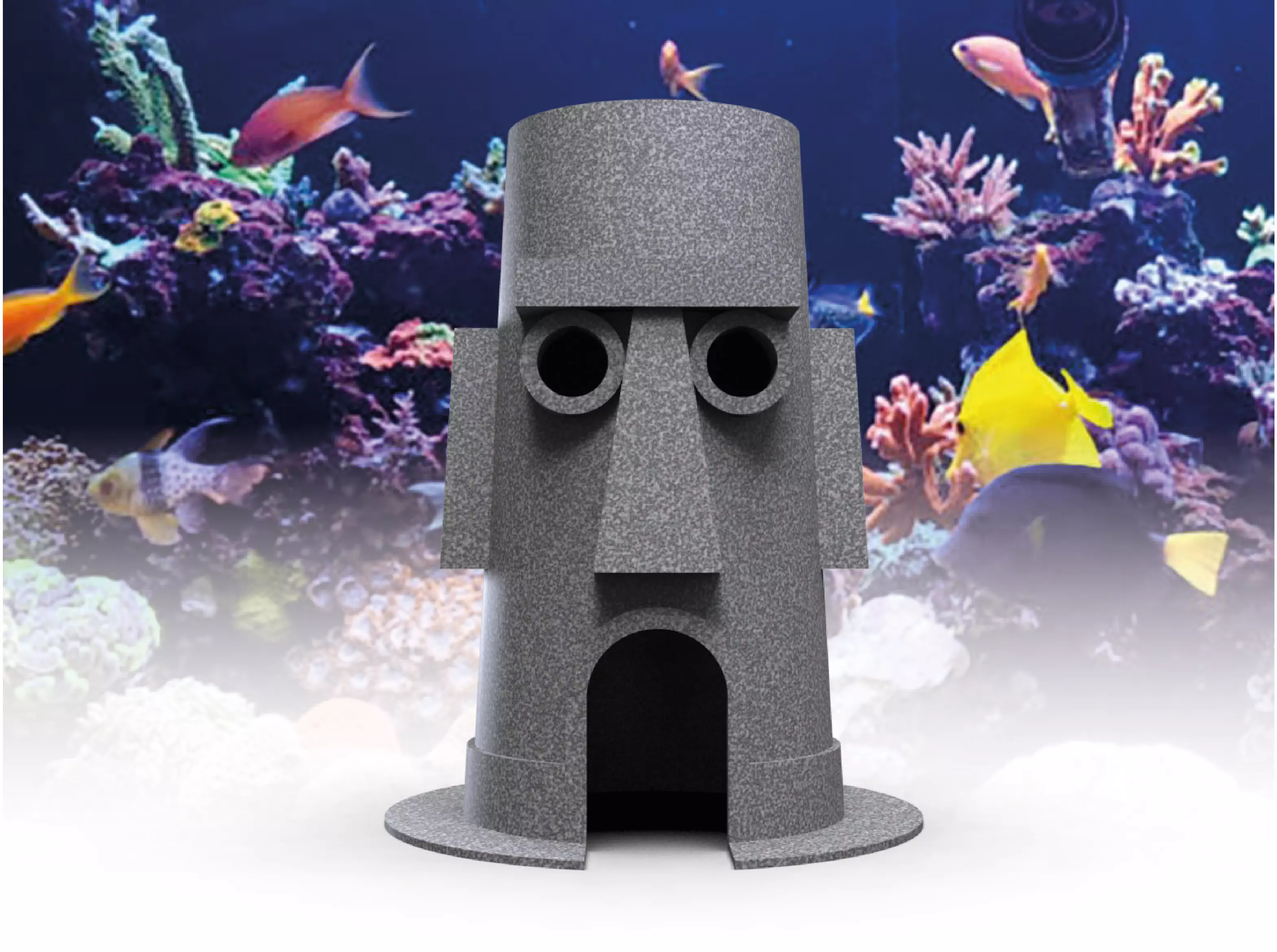 Squidward house for aquarium or fish tank 3D print model_0