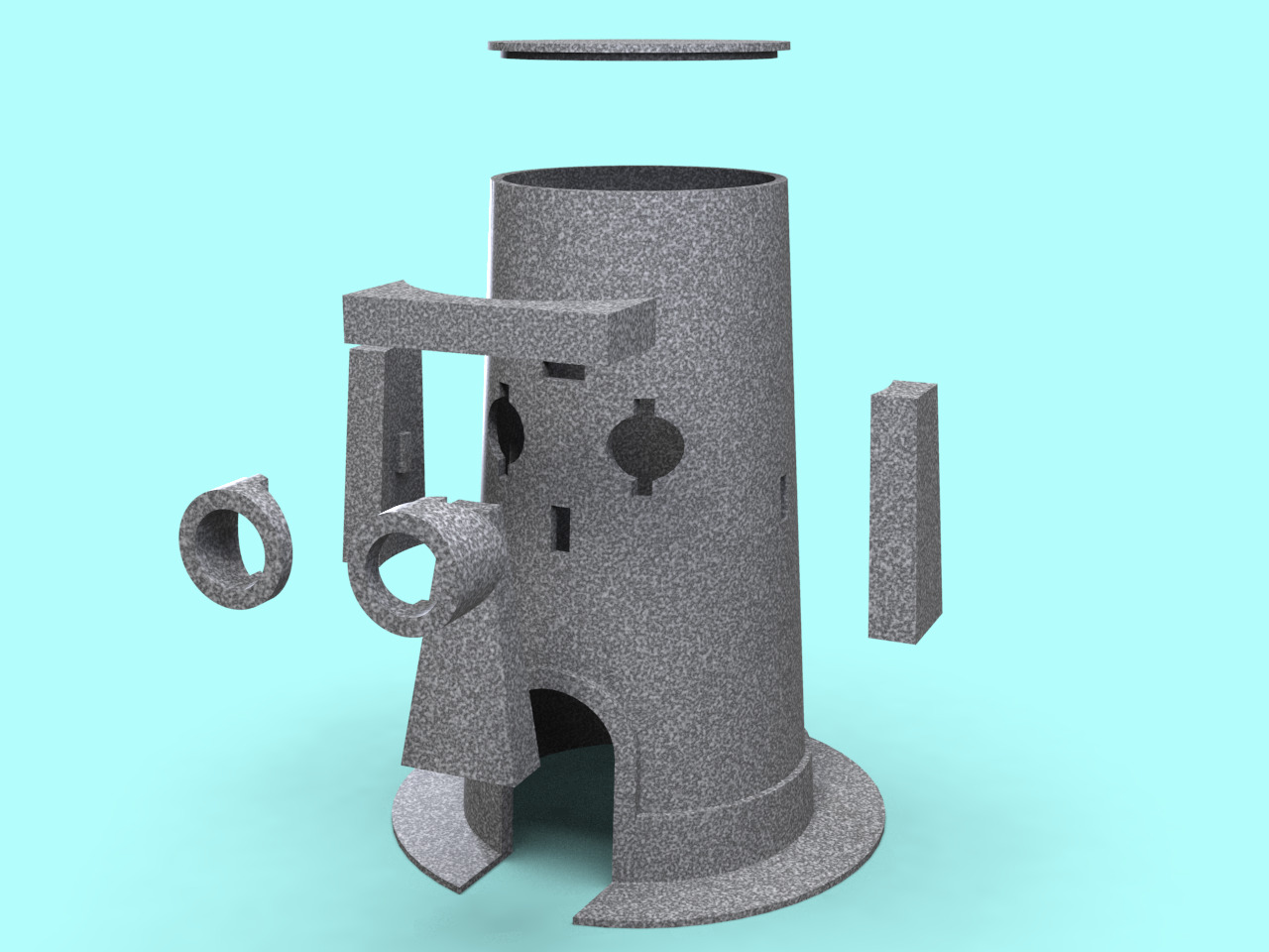Squidward house for aquarium or fish tank 3D print model_1