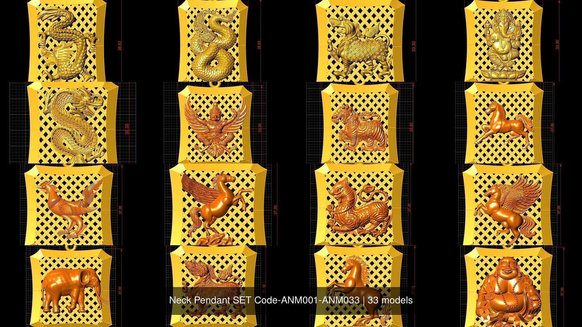 Neck Pendant SET Code-ANM001-ANM033 3D Model Collection_2