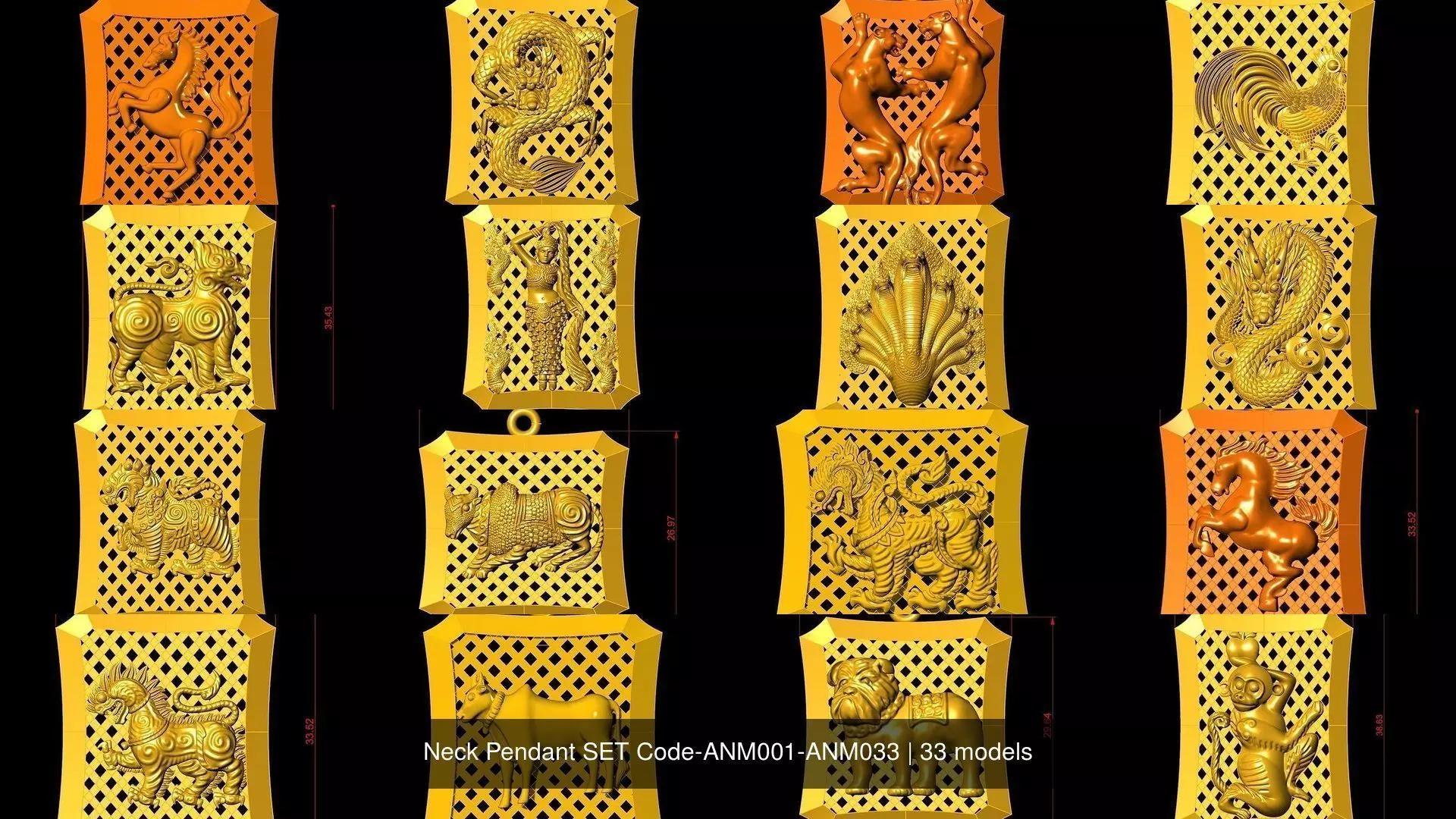 Neck Pendant SET Code-ANM001-ANM033 3D Model Collection_0