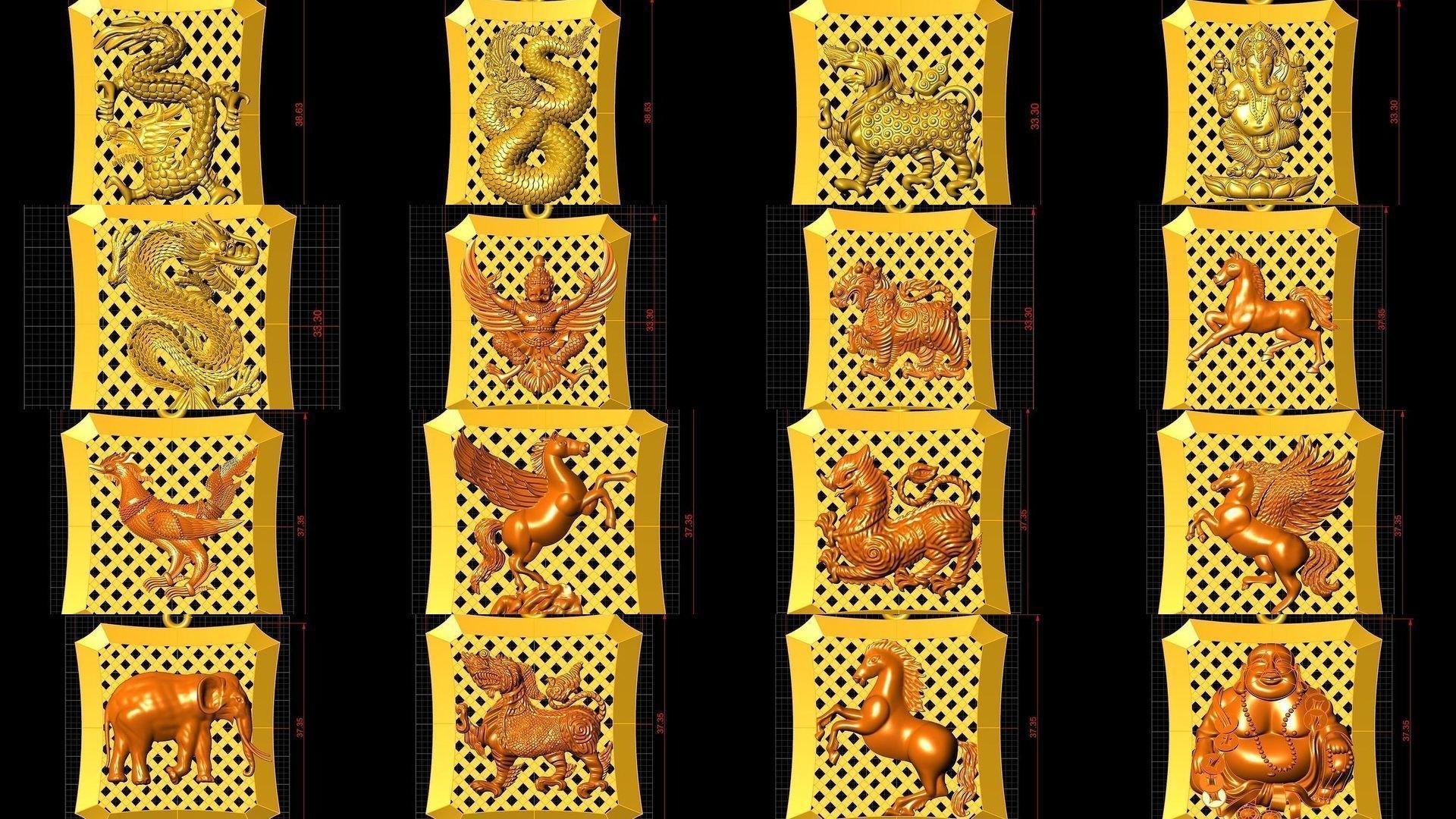 Neck Pendant SET Code-ANM001-ANM033 3D Model Collection_1