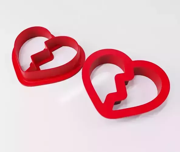 Broken heart cookie cutter - two halves
