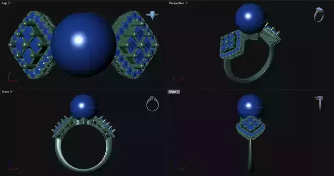 Pearl Engagement Ring with accent stones 