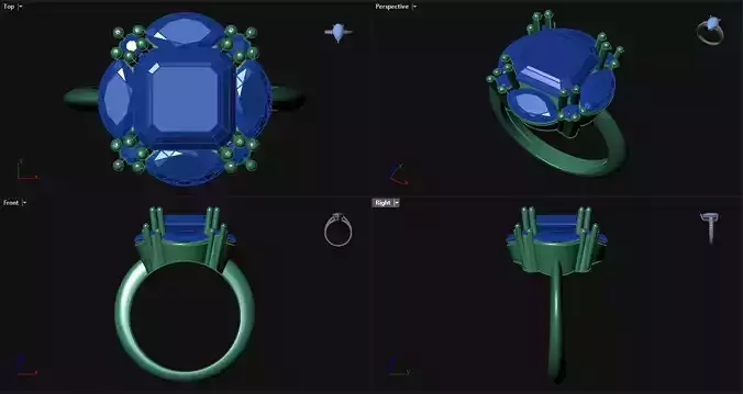 Diamond Emerald Engagement Ring with accent stones 