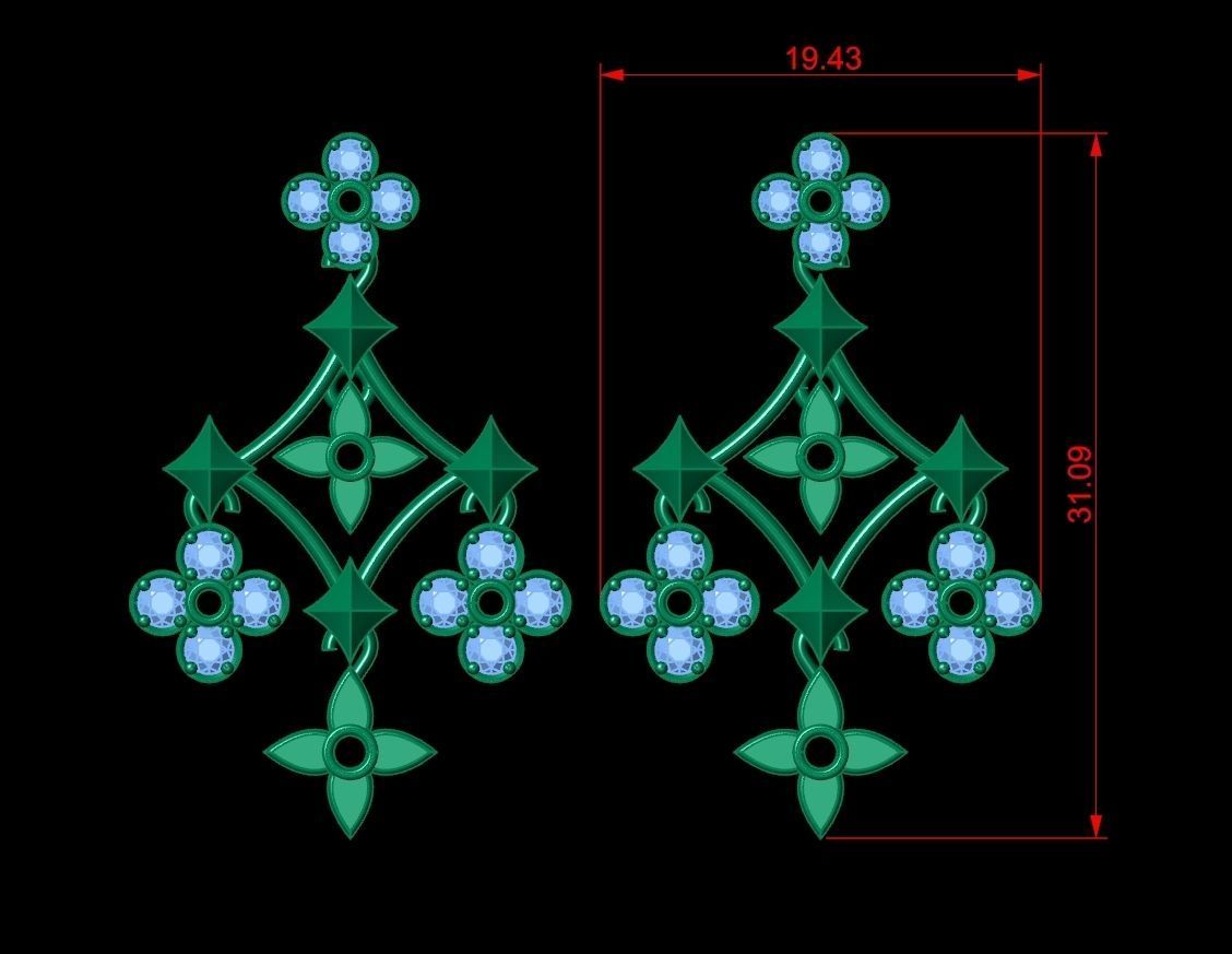 Louis Vuitton Earring Code-BAD004 3D print model_5