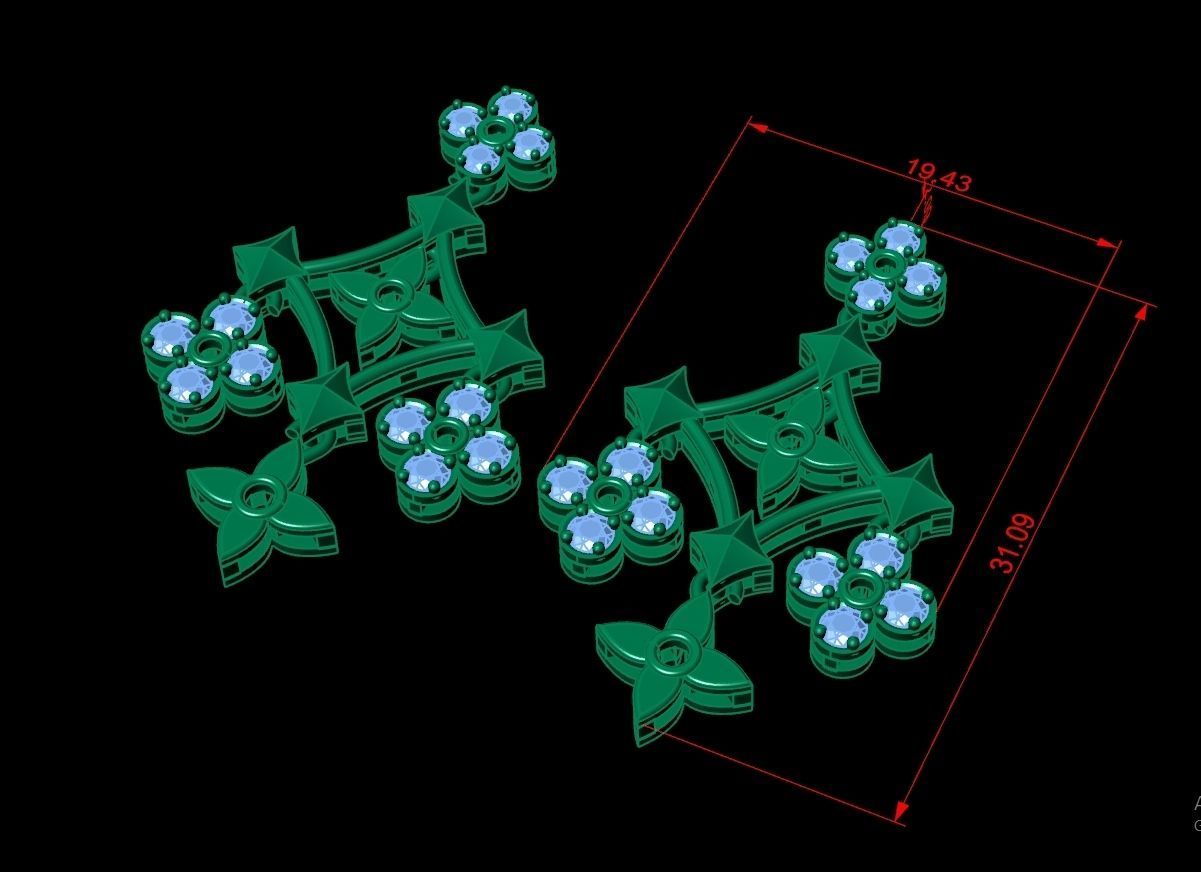 Louis Vuitton Earring Code-BAD004 3D print model_6