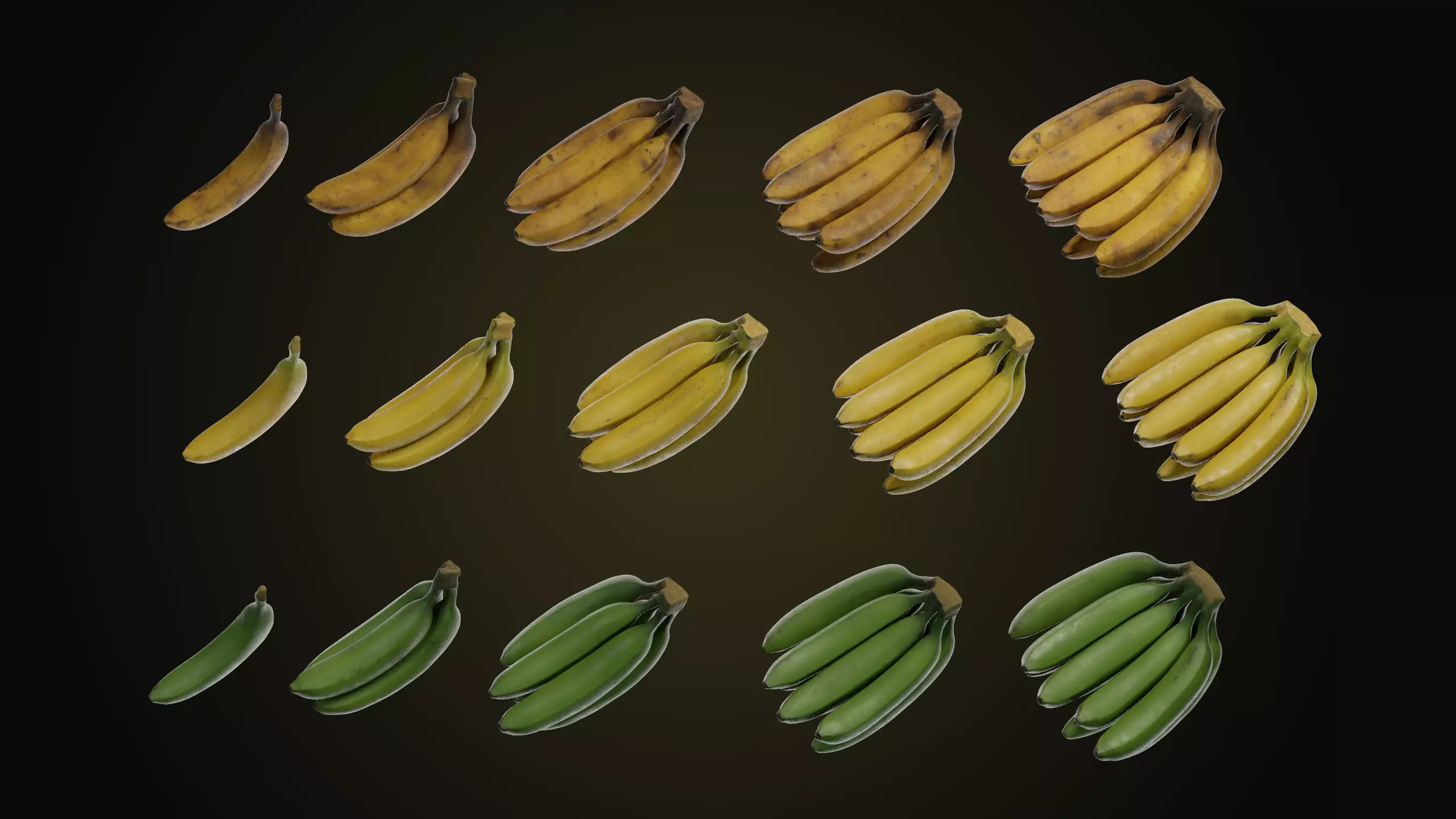 Banana Pack Unpeeled 3D Model Collection_0
