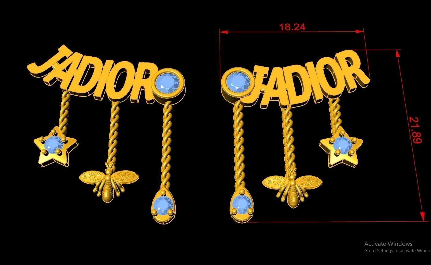 Dior Earring Code-BAD012 3D print model_1