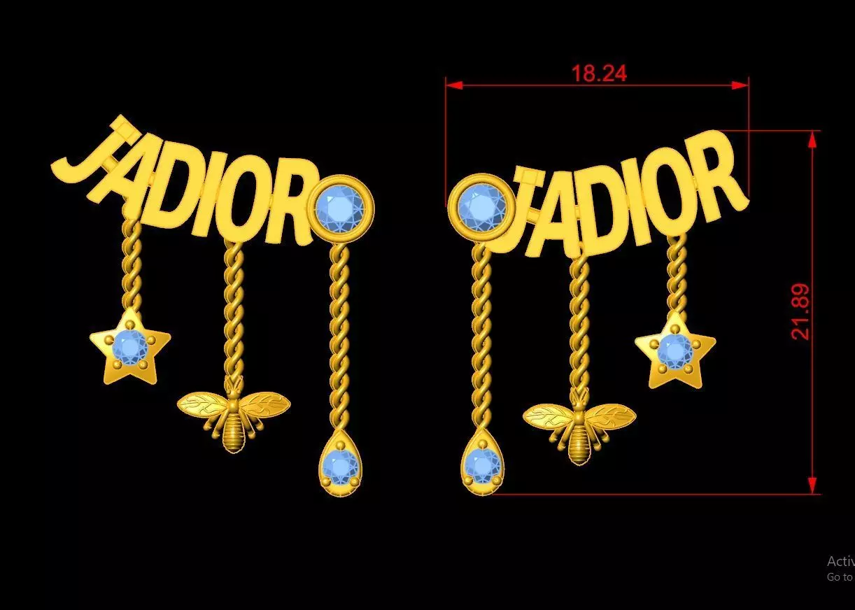 Dior Earring Code-BAD012 3D print model_0