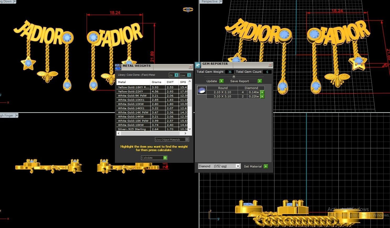 Dior Earring Code-BAD012 3D print model_3