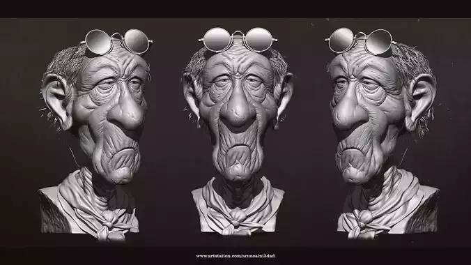 Old man face with high detail 
