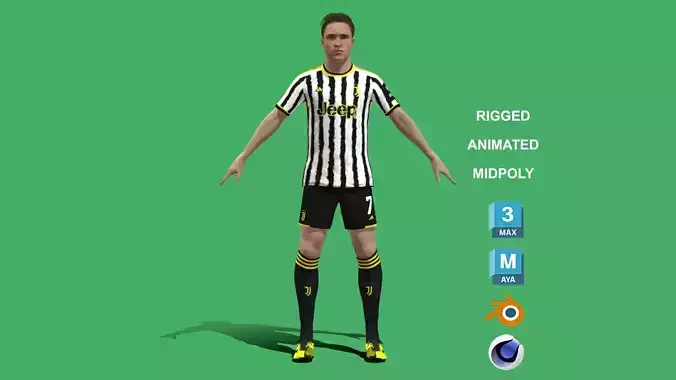 3D Rigged Federico Chiesa Juventus 2024