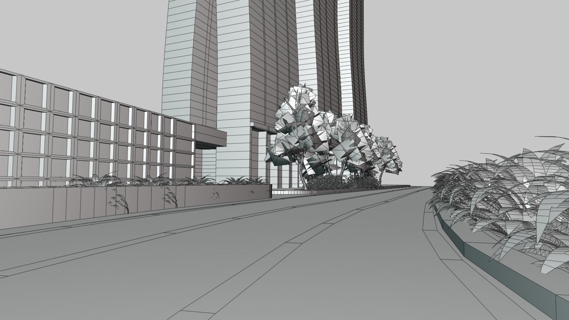 Marina Bay Sands Singapore Low-poly 3D model_12