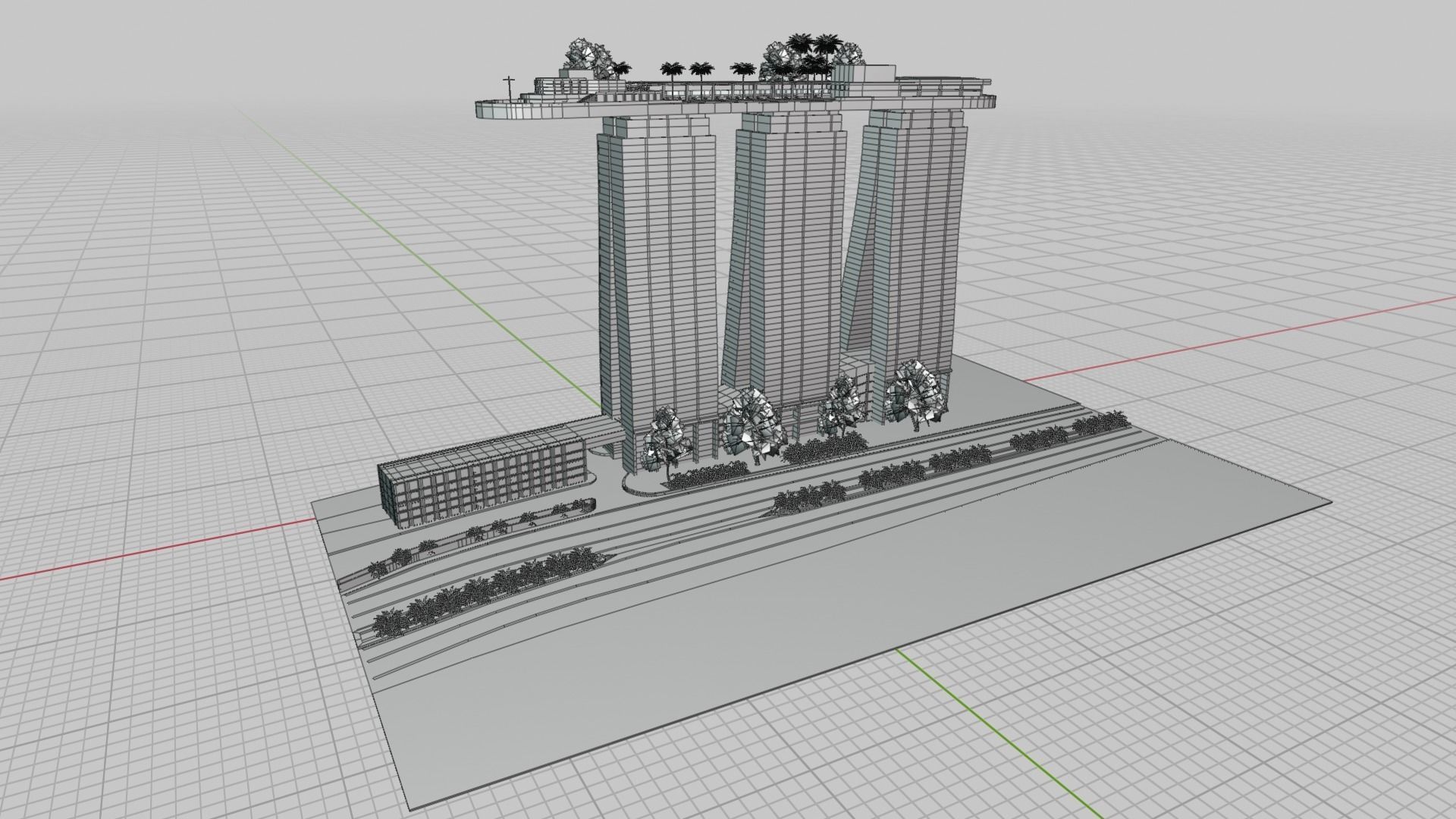 Marina Bay Sands Singapore Low-poly 3D model_13