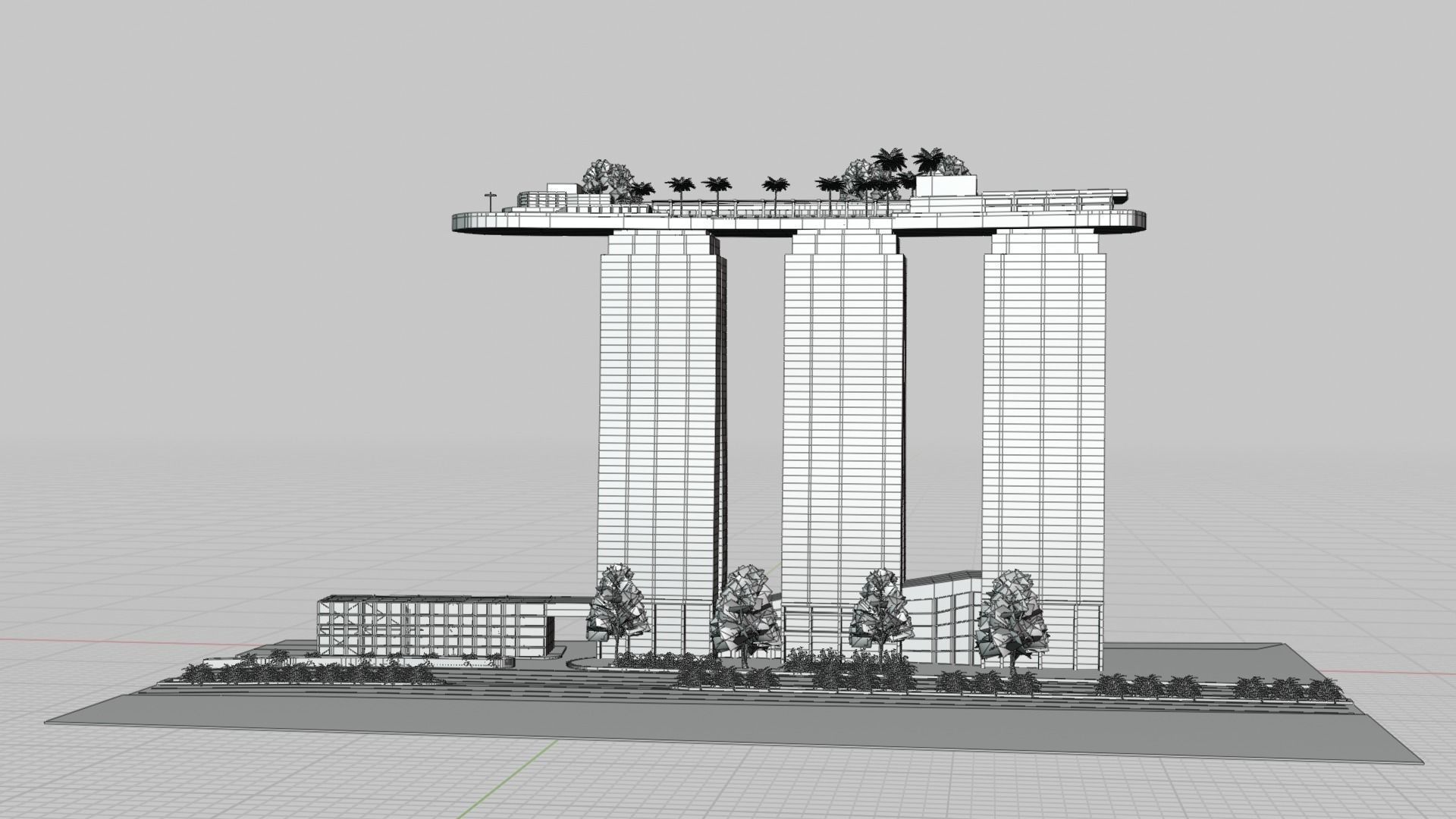 Marina Bay Sands Singapore Low-poly 3D model_16