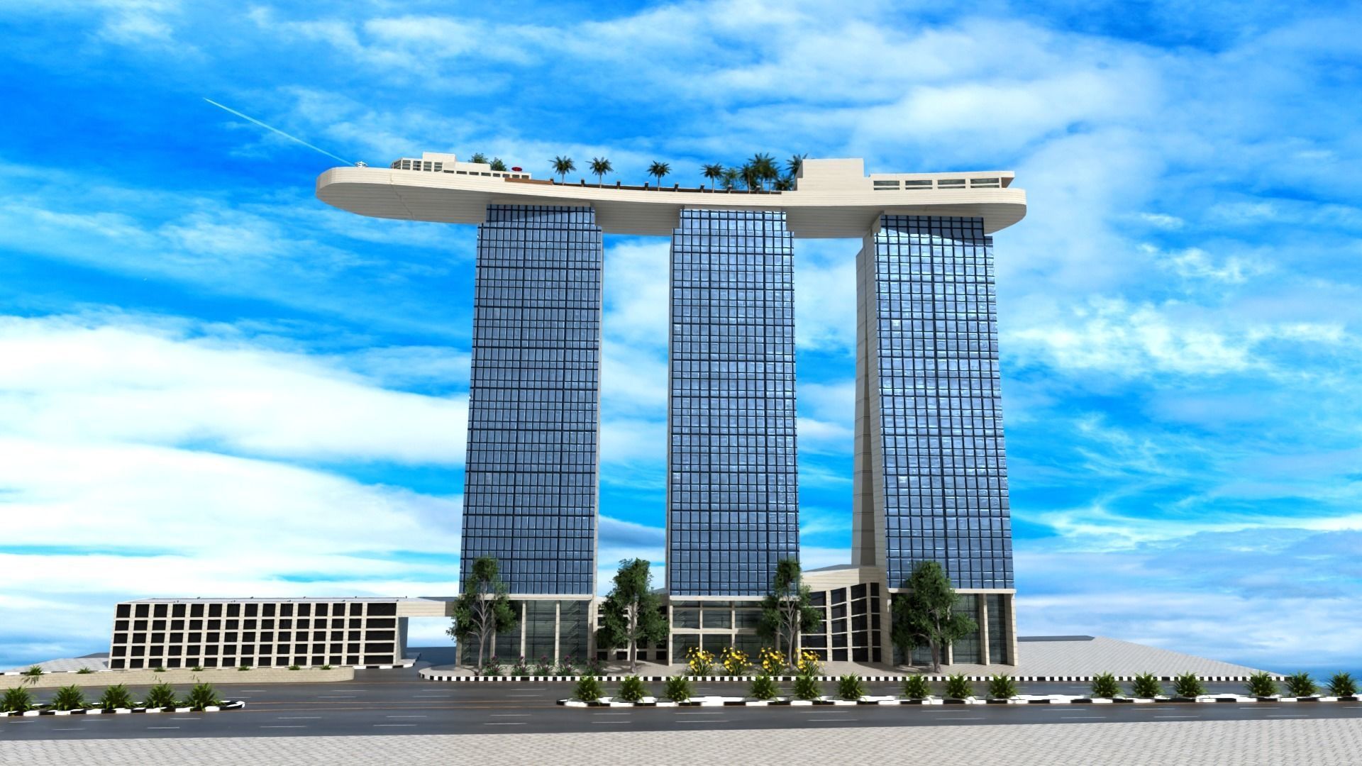 Marina Bay Sands Singapore Low-poly 3D model_20