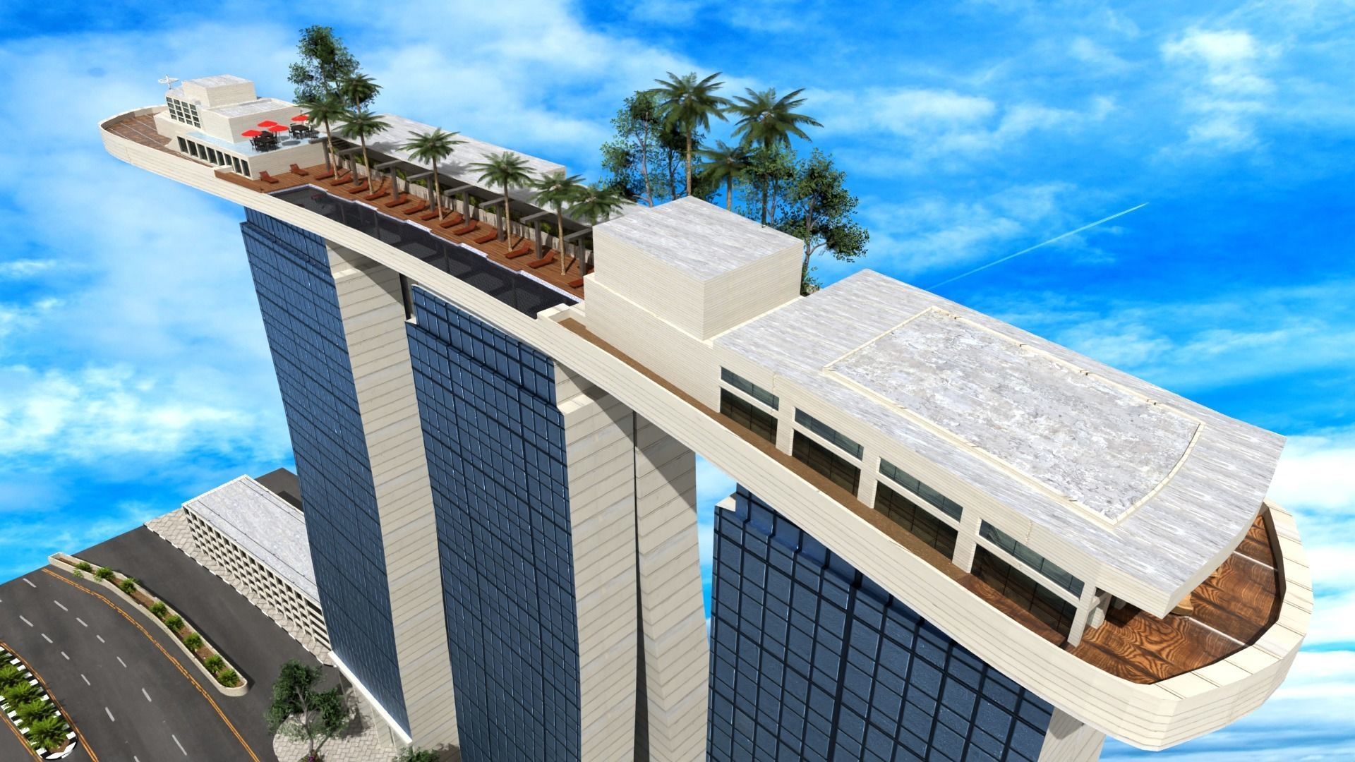 Marina Bay Sands Singapore Low-poly 3D model_9