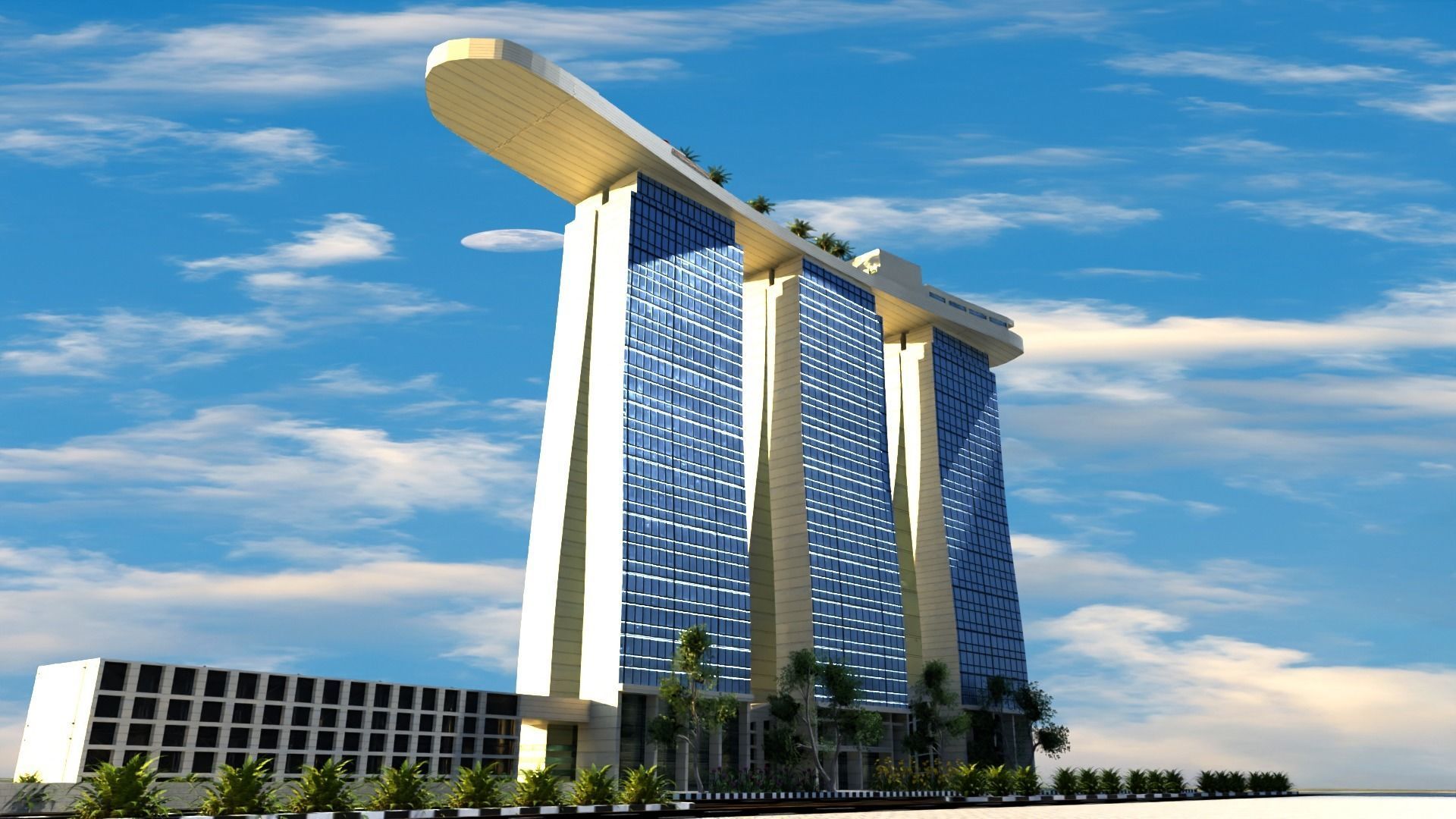 Marina Bay Sands Singapore Low-poly 3D model_6