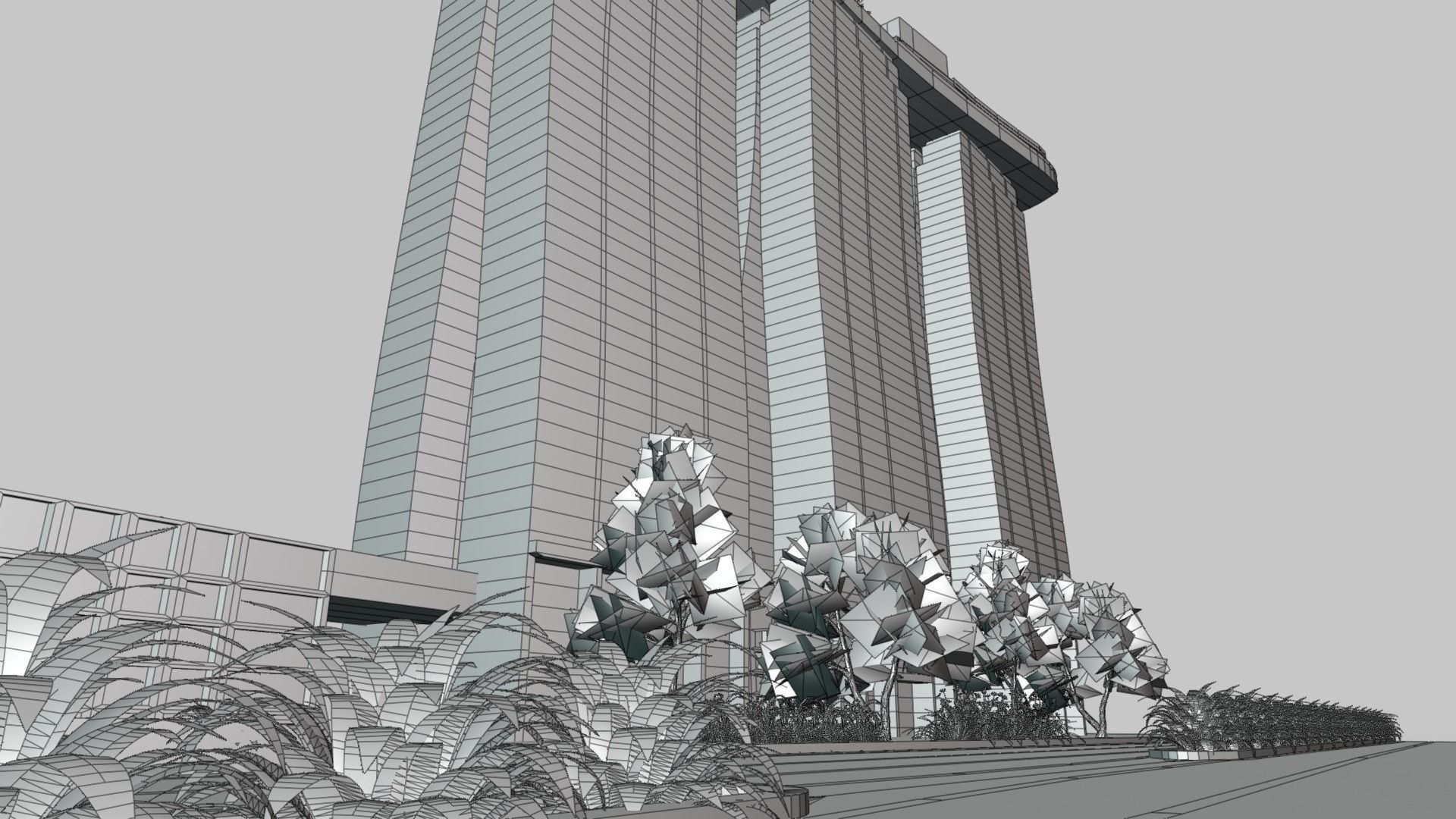 Marina Bay Sands Singapore Low-poly 3D model_17