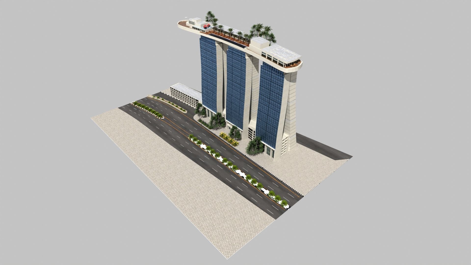 Marina Bay Sands Singapore Low-poly 3D model_21