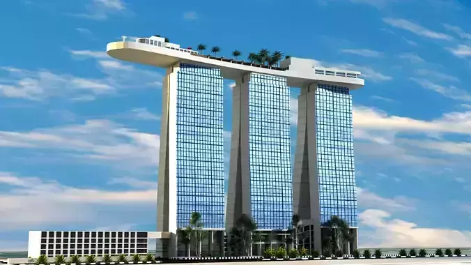 Marina Bay Sands Singapore Low-poly 3D model