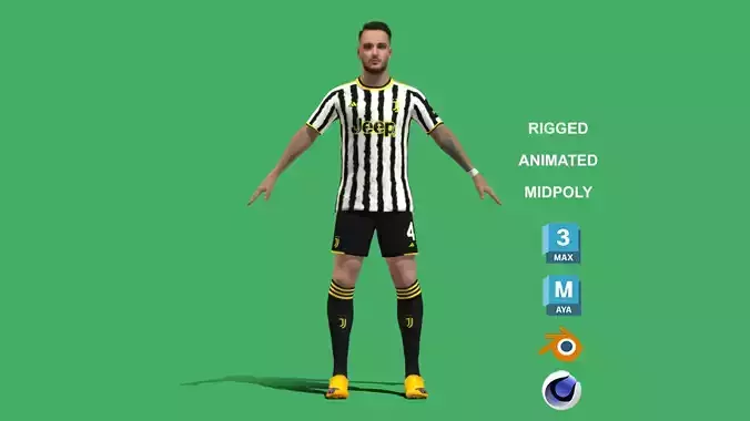 3D Rigged Federico Gatti Juventus 2024