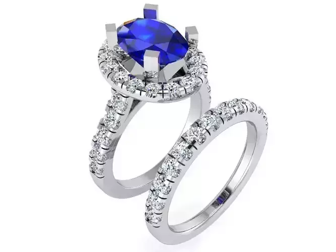 Oval Halo Ring With Band 3157