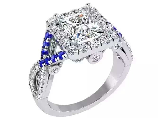 Square Halo Twisted Ring 3160