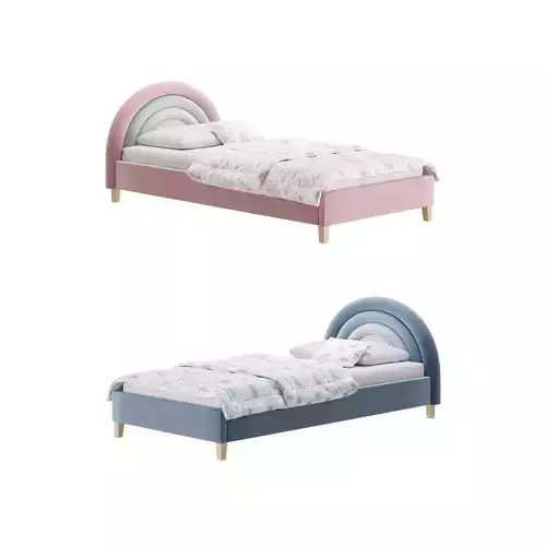 Rainbow Kids Velvet Finish Bed 3D model