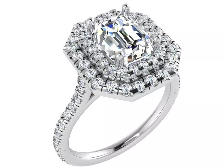 Emerald Halo Ring 3188 Free 3D print model