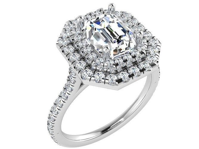 Emerald Halo Ring 3188 Free 3D print model